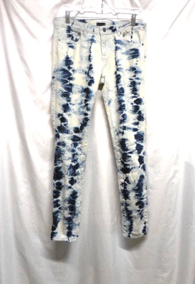 Pantalones de sarga Forever 21 US 28 azul oscuro y blanco tie dye usados en excelente estado - Imagen 1 de 4