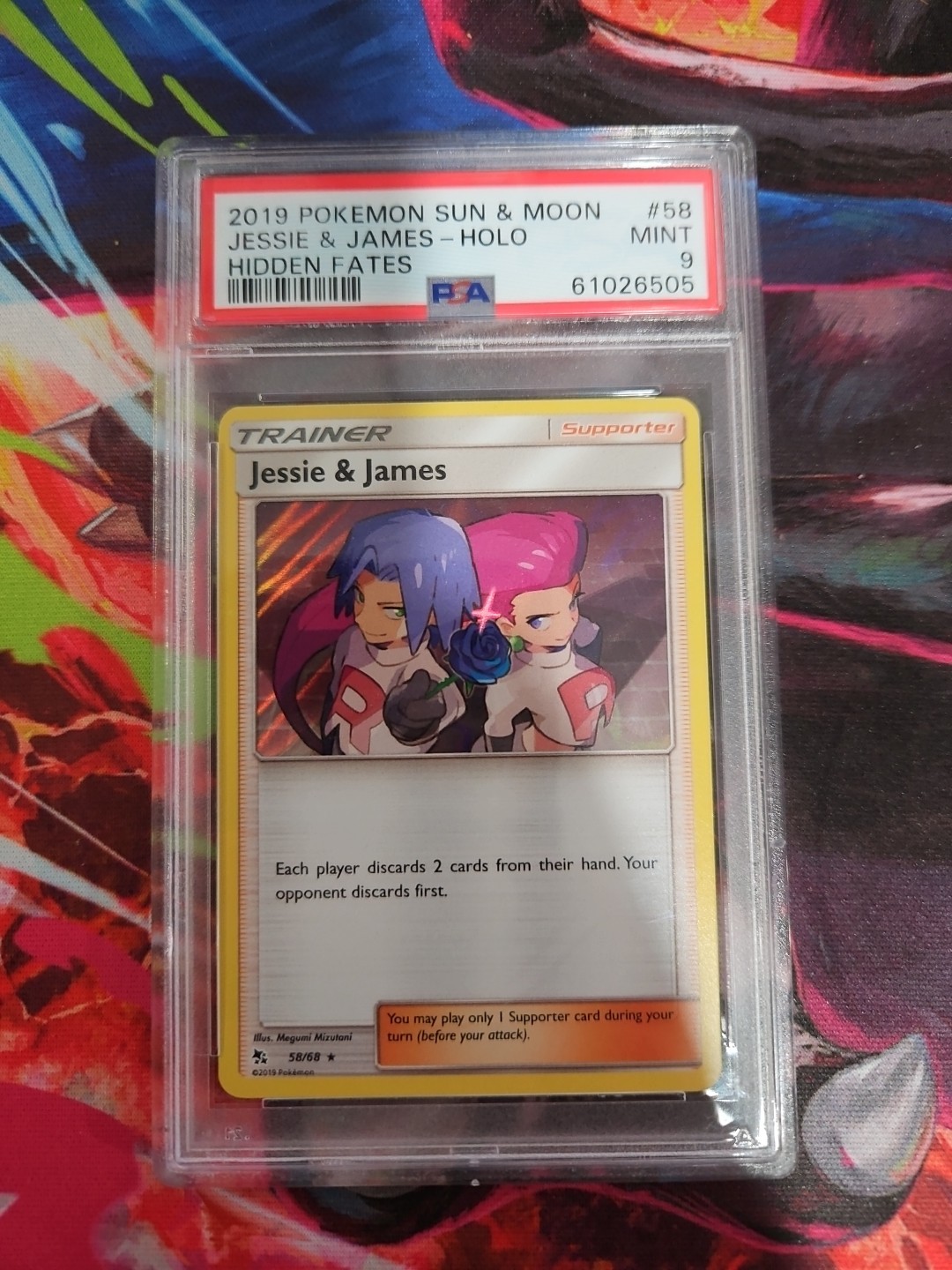 2019 Pokémon Hidden Fates Jessie & James Holo PSA 9 58/68
