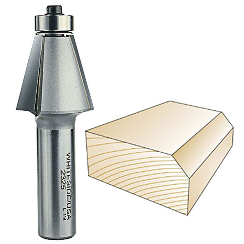 Whiteside 15 deg. Edge Bevel Bit, 1/2 in. SH x 1 in. CL x 15/16 in. CH 2325