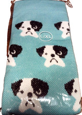 Knee-High Socks for Girls Size L/XL Teal w/White Black Puppy Dogs- School 1023
