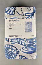 IKEA BITTERSOTA Bettbezug und 2 Kissenbezüge hellgrau blau 200 x 200 cm NEU
