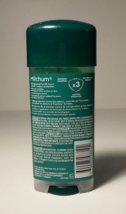 *Lote de 20 piezas* MITCHUM Hombres 48 horas Desodorante Antitranspirante GEL SIN PERFUME 3,4 OZ CADA UNO Foto 3 de 3