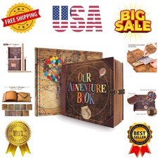 Our Adventure Book Scrapbook Retro Style Embossed Letter Cover Travel Diary J...
