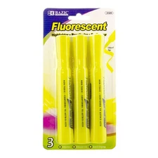 BAZIC Yellow Desk Style Fluorescent Highlighters (3/Pack), pack of 24