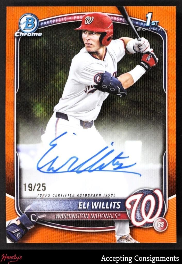 2025 Bowman Chrome Draft Orange Wave Refractor Eli Willits 1st Rookie AUTO 19/25