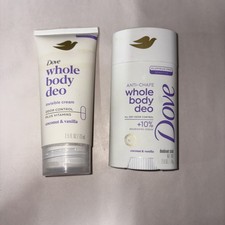 2 Dove Whole Body Deo Aluminum Free Deodorant Coconut  Vanilla 1 -Stick 1-Cream