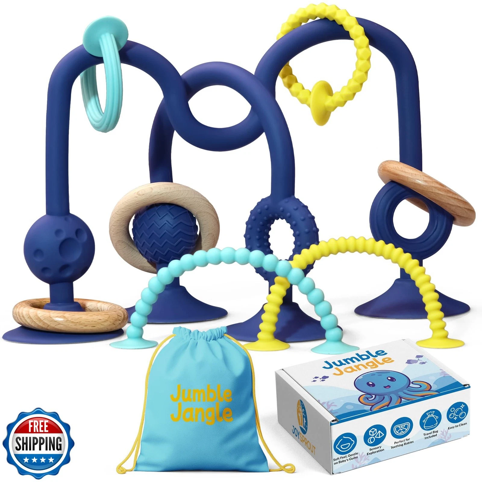 JoySprout Jumble Jangle Baby Teething Toys – Suction Cup High Chair Toys for
Opens in a new window o