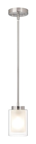 XiNBEi Mini Pendant Light – Brushed Nickel Finish, Water Ripple Glass Shade, Adjustable Height, E26 Socket