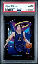 Austin Reaves 2024-25 Topps Finest Black Geometric 1/1 Lakers Card #219 PSA 8