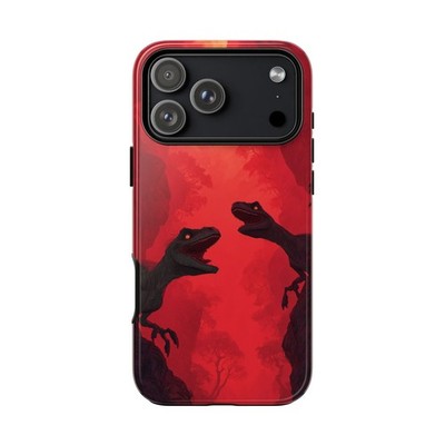 For iPhone/Galaxy/Pixel | Phone Ink Case - Raptor Dinosaurs Jurassic Crimson