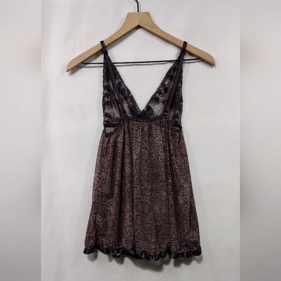 Vestido Babydoll Para Mujer Estampado Animal Encaje Floral Para Mujer M Marrón Boho Romántico Foto 4 de 4