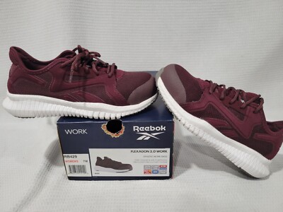 Reebok womens safety toe shoe burgundy flexagon