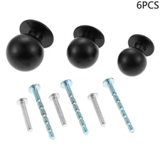 6pcs Furniture Door Pulls Wine Cabinet Dresser Kitchen Ball Knobs 3 Size Black