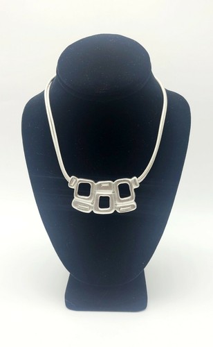 Collar Colgante Plata Cuadrados Abstractos Estrás Collar Collar Elegante... - Imagen 6 de 7