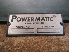 Vintage Powermatic Table Saw 68 Model Badge 2-1/4 x 1-3/4"
