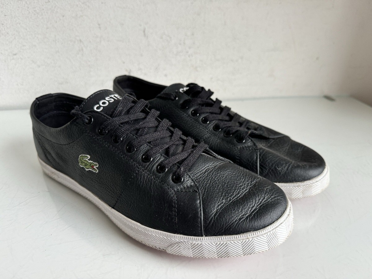 Mens Lacoste Riberac Black Leather Trainers UK 9 Used Sneakers LCR3 USA 10  EU 43 | eBay UK