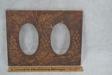 marco de fotos antiguo doble ovalado colgante anhelado pirografía victoriana original 1890