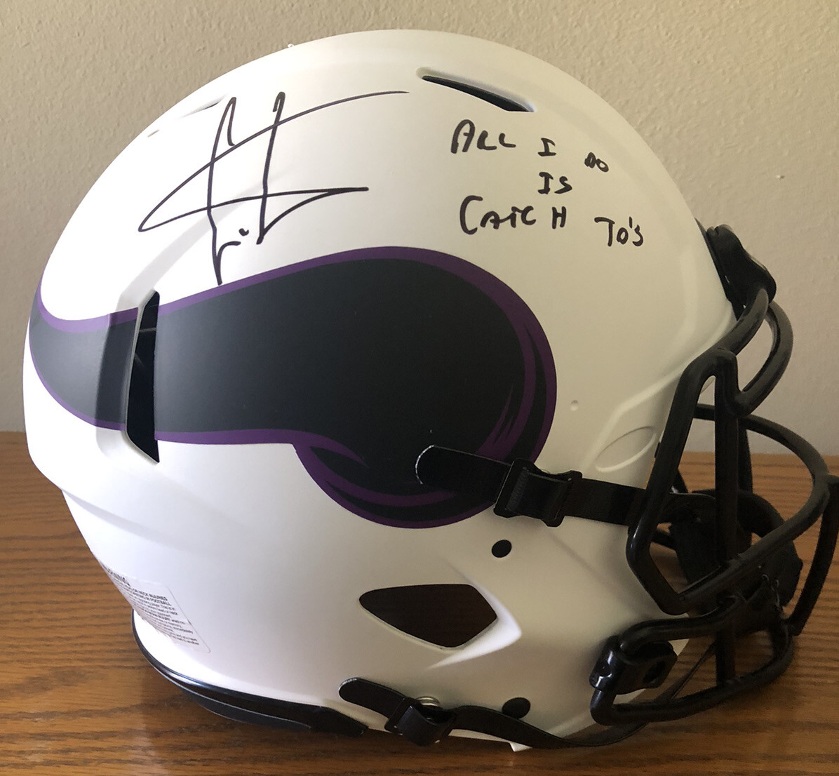 Cris Carter Autographed Signed Minnesota Vikings & Inscribed Minn. Vikings Lunar Eclipse F/S Auth Helmet & COA 
