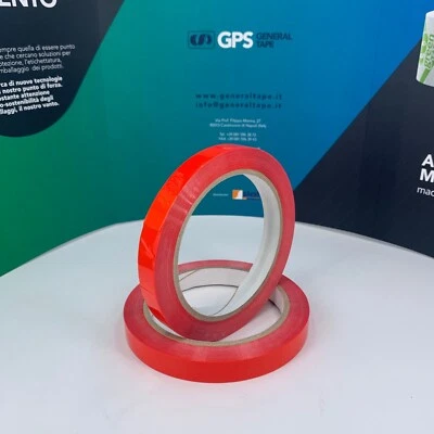 24 ROTOLI NASTRO ADESIVO 12X66 PPL ADESIVO A SOLVENTE SCOTCH COLORATO ROSSO