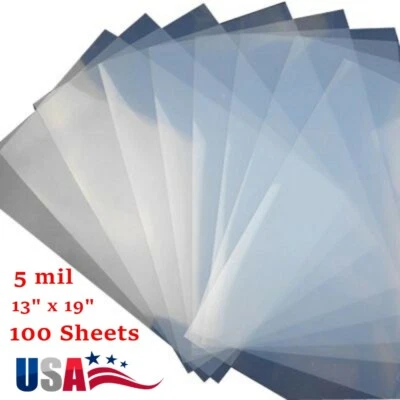 QOMOLANGMA 100Sheets Waterproof Inkjet Milky Transparency Film Silk Screen Printing 13"x19"