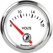 Speedhut 2-116 52mm Volt Gauge 90 Degree White Facenumbers Glow Blue Speedhut 2-116 52mm Volt Gauge 90 Degree White Facenumbers Glow Blue