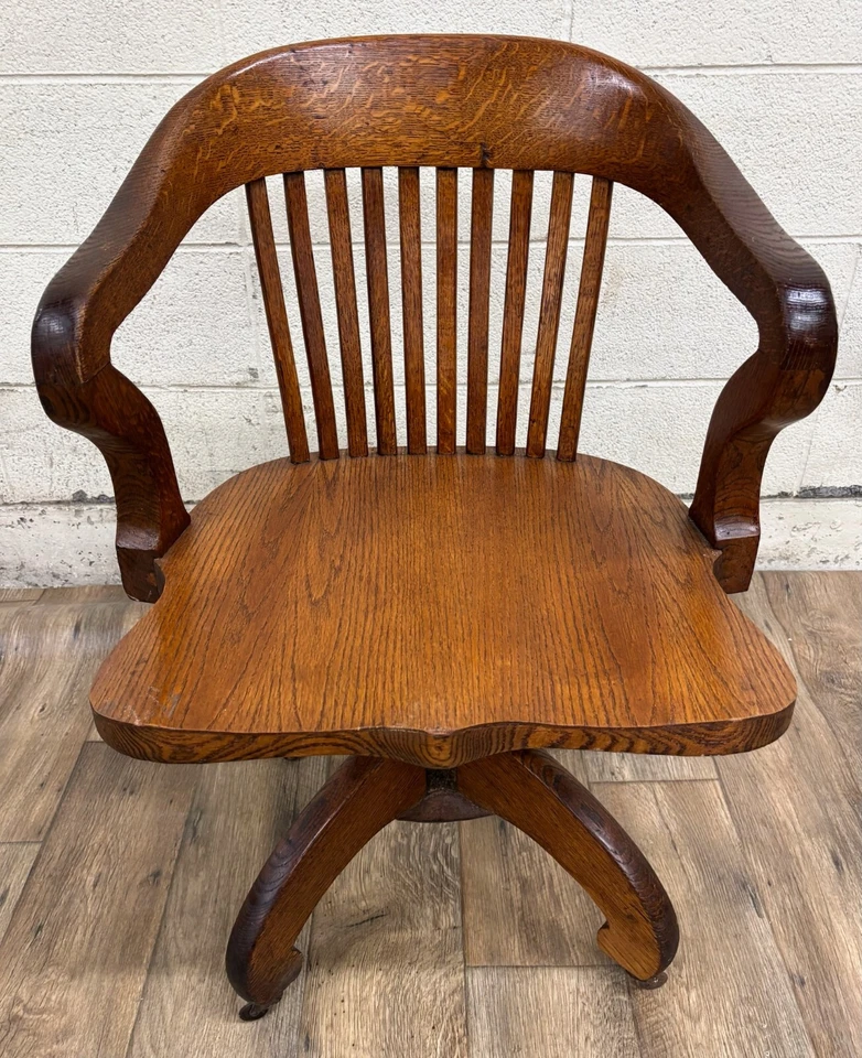 Antigua silla giratoria PH Meyer Co Artes y manualidades oficina abogado banquero jurado Foto 3 de 4