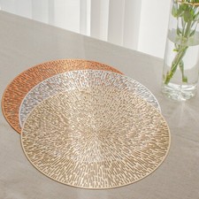2PCS Festival Round Placemat PVC Table Mat Hollow Hotel Restaurant Modern Decor