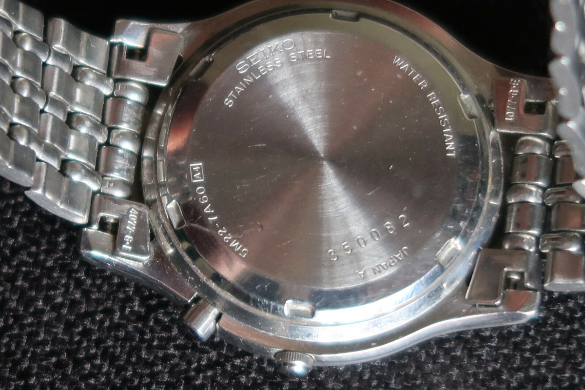 SEIKO 5M22 7A60 WRIST WATCH A.G.S WITH BLACK & CHROME DIAL A MENS