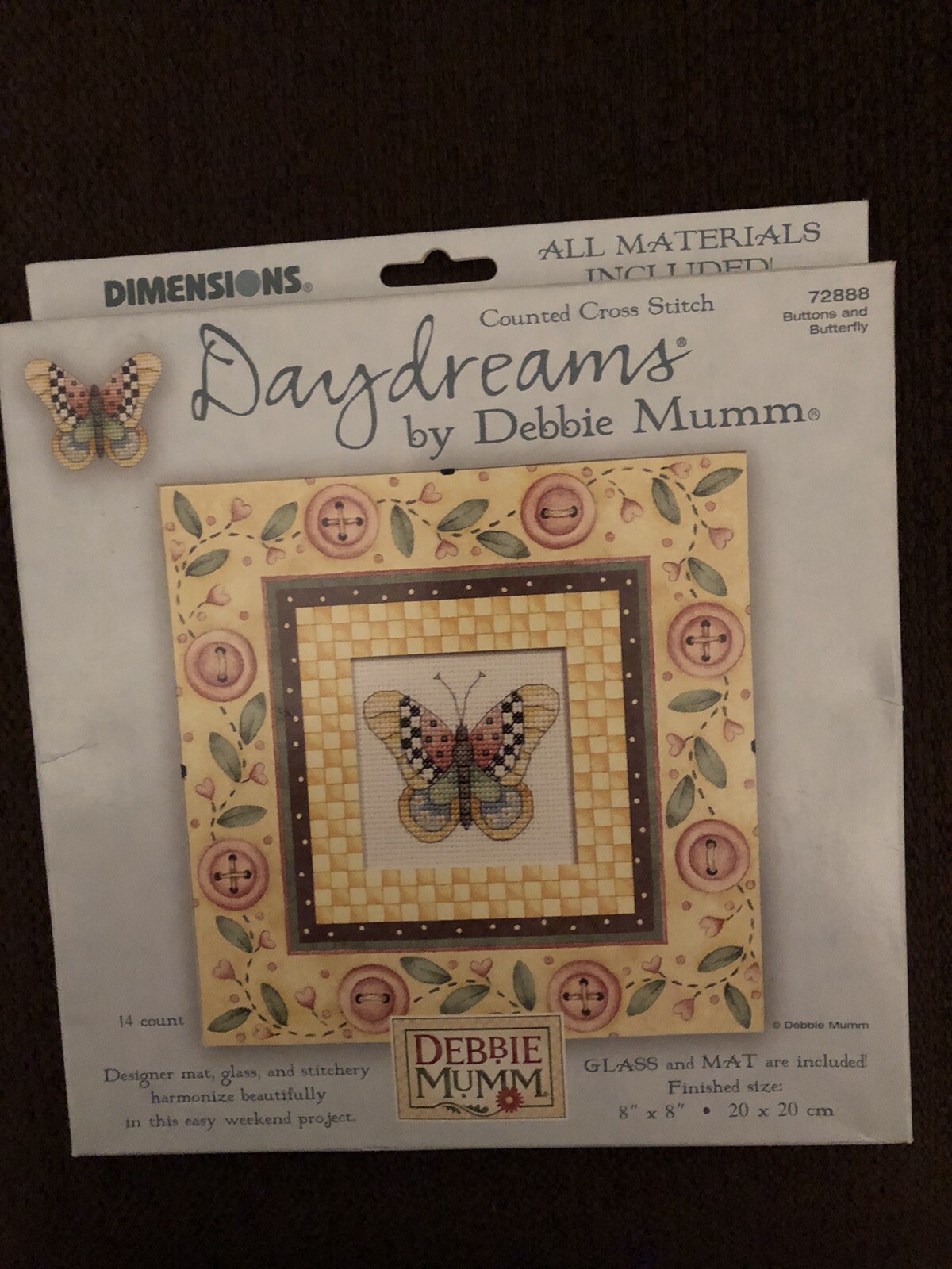 Dimensions Daydreams Counted Cross Stitch  Kit Buttons Butterfly Debbie Mumm