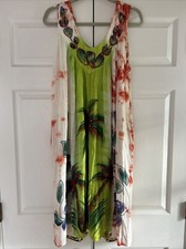 NF Plus Size White Floral Cover Up Dress With Palm Tree