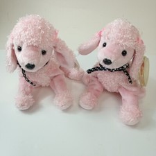 2001 TY BEANIE BABIES BRIDGITTE THE PINK POODLE PUPPY DOG 6  PLUSH X2