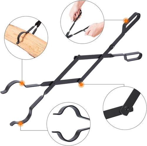 Heavy-Duty 26-Inch Fireplace Tongs - Safe Log Grabber for Indoor/Outdoor Use - Picture 8 of 11