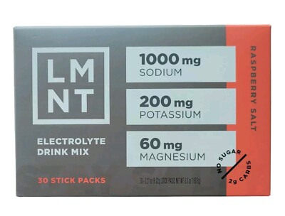 LMNT Recharge Raspberry Salt 30 Servings Electrolyte Drink Mix Exp. 11/2025