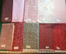 FQ 1/4 yds pieces pink red purple floral calico stripe cotton quilt craft Fabric