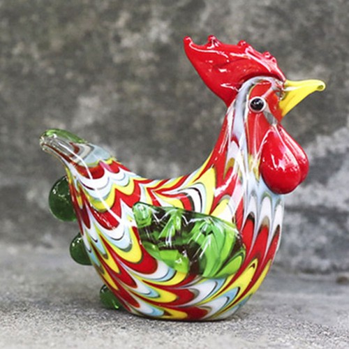 Statuina pollo gallo in vetro mini statua pollo in vetro decorazione animali fattoria - Foto 10 di 12