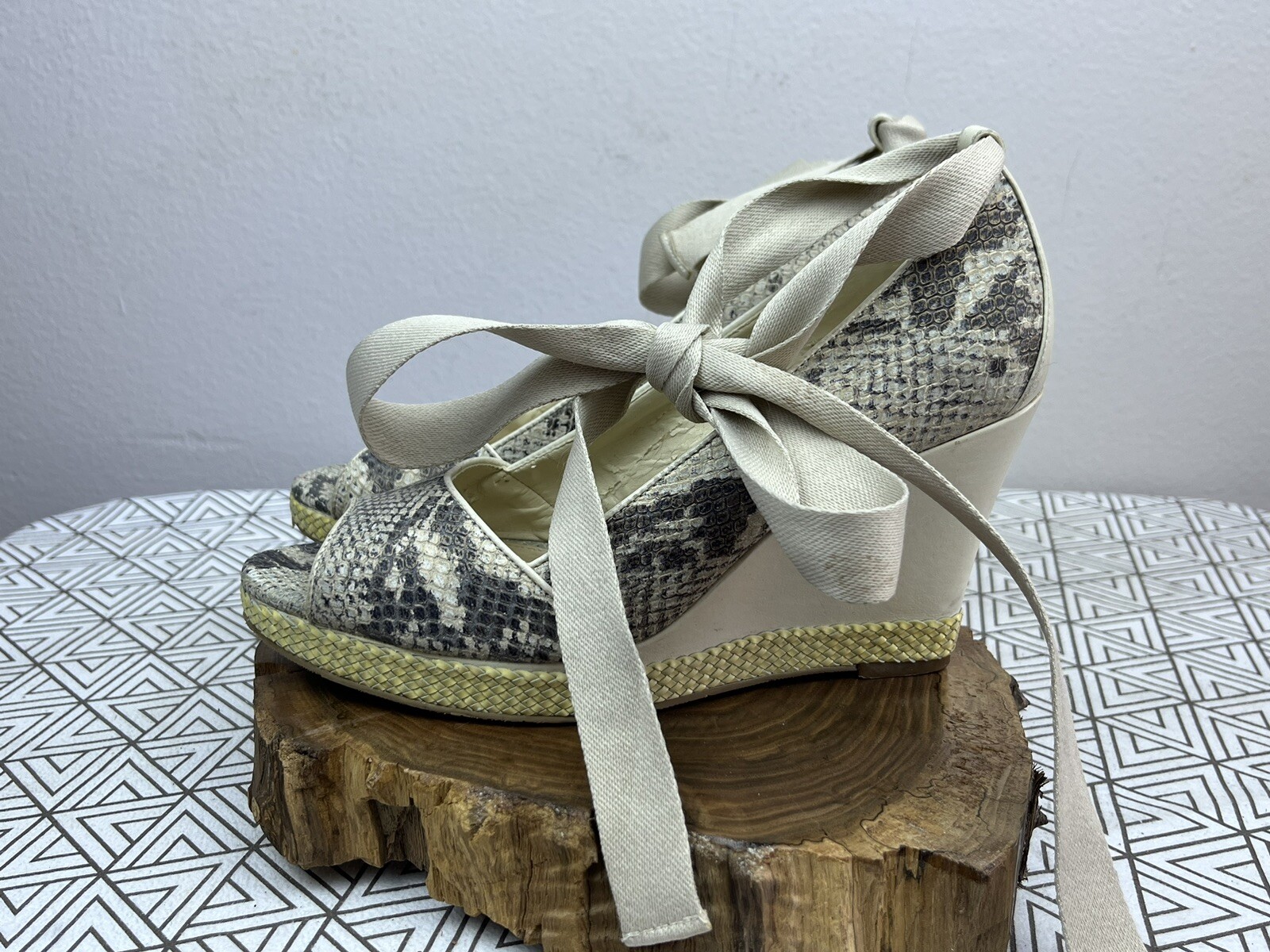 Antonio Melani Python Pattern Leather 4" Wedge La… - image 2