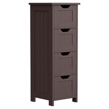 Elegant Brown MDF Bathroom Storage Cabinet W/ Spacious Tabletop 4 Drawers