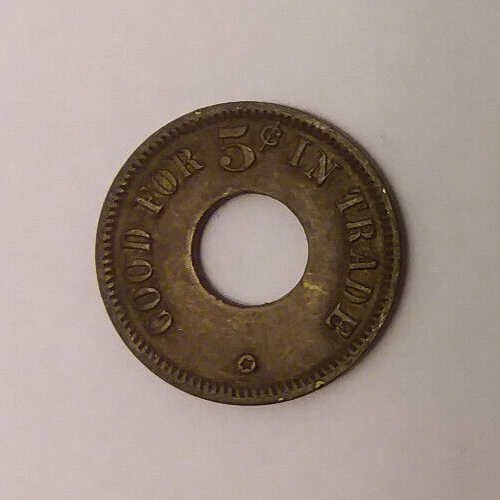 Vintage Roseville Billiard Parlor California 5 Cent Trade Token