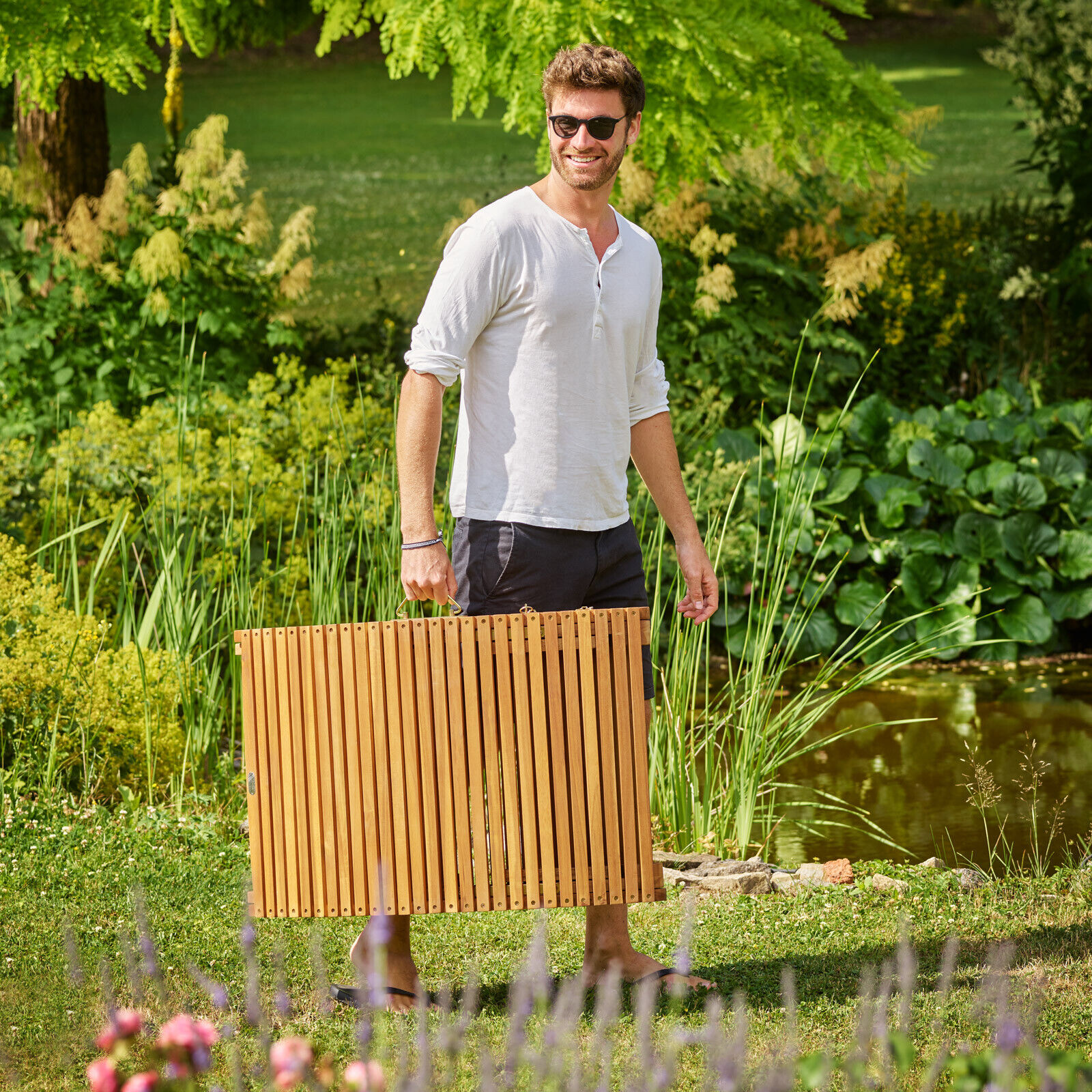 CASARIA Sonnenliege Klappbar Holz Akazie 320kg Belastbarkeit Garten Gartenliege