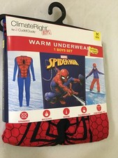 New Climate Right Cuddl Duds Spiderman Boys Warm Underwear Set Marvel M,L