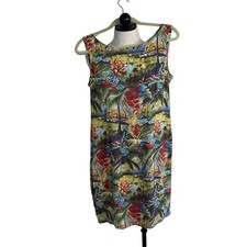 Reyn Spooner Hawaiian Dress Vintage Peggy Chun Print Size Medium Rayon Art Rare