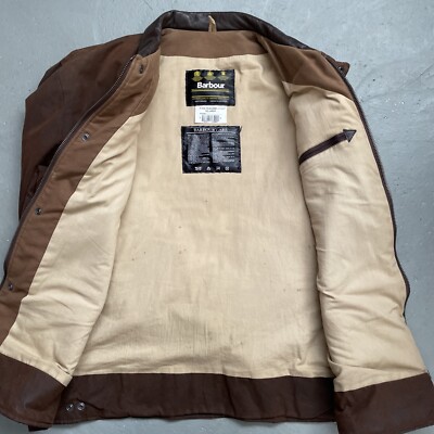 Barbour A1550 Waxed Bushman Jacket Leather Trim Outdoor Made In