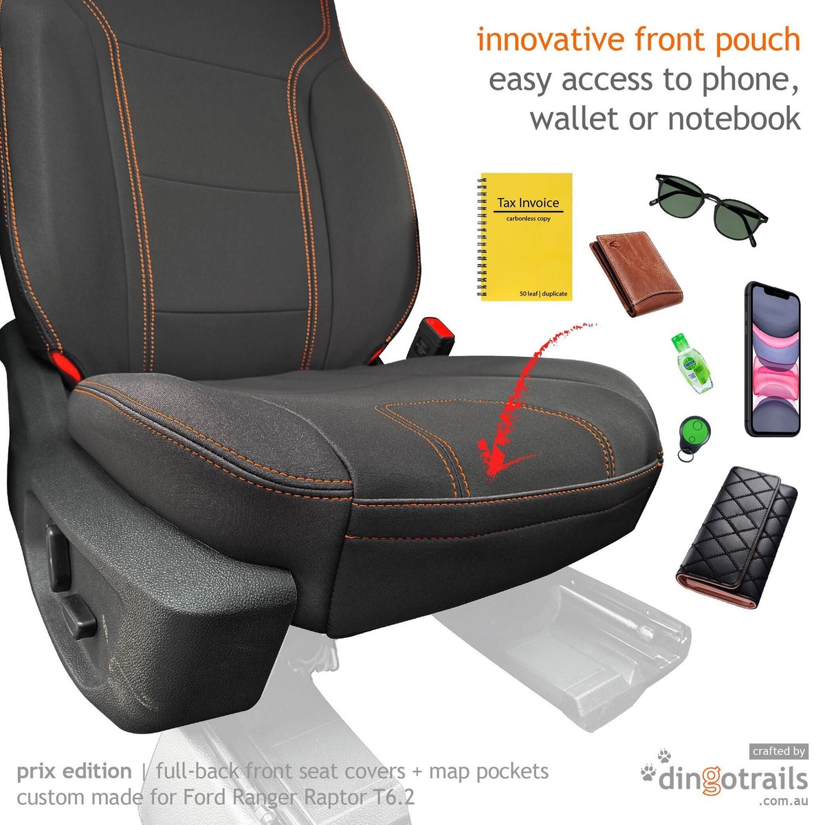 Fit Ford Ranger Raptor T6.2 (Jul22-Now) Full-back FRONT Neoprene