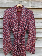 Vintage Satin Dressing Gown Smoking Jacket Robe Purple Deco 1940s Medium