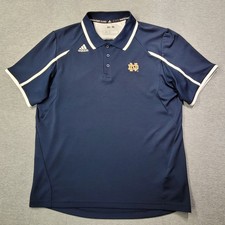 Adidas Notre Dame Fighting Irish Polo Shirt Mens XL Navy Logos Golf Casual