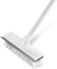 Floor Scrub Brush with Long Handle, Stiff Bristles for Bathroom, Deck,