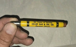 Co - Op Gas & Oil Com Geneseo, Illinois Bullet Pencil 50 Years Service 1925 - 75