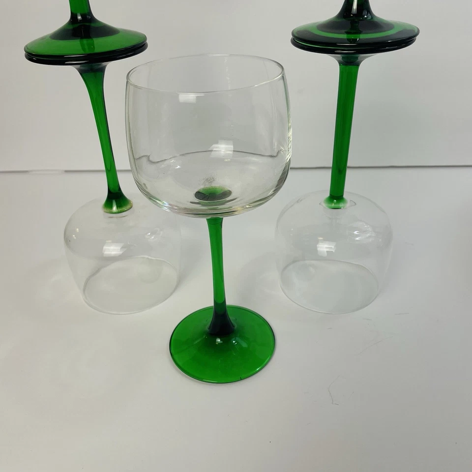 Globo de vino/jerez Luminarc años 90 con verde esmeralda, tallos y pie 5 Foto 4 de 4