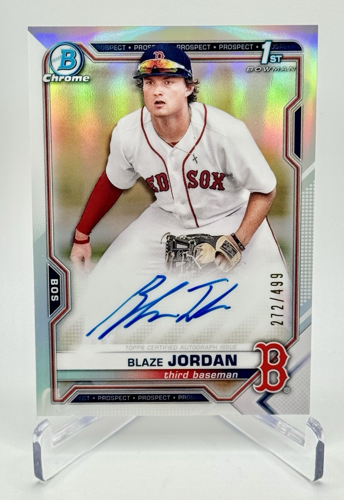 Blaze Jordan 2021 Bowman Chrome 1st Prospect Auto RC Refractor /499 #CPA-BJ