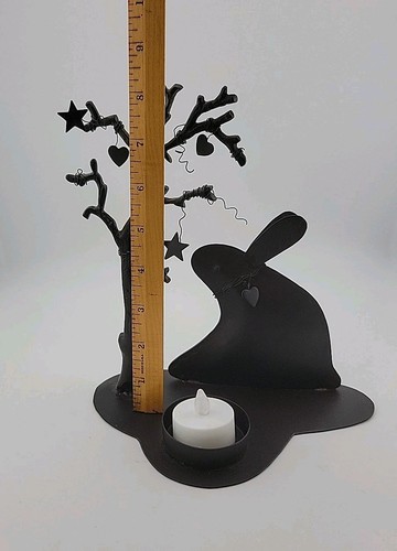 Coniglietto CONIGLIO in metallo con stelle e cuori ALBERO portacandele 9"X7"X5" fattoria CARINO! - Foto 7 di 9